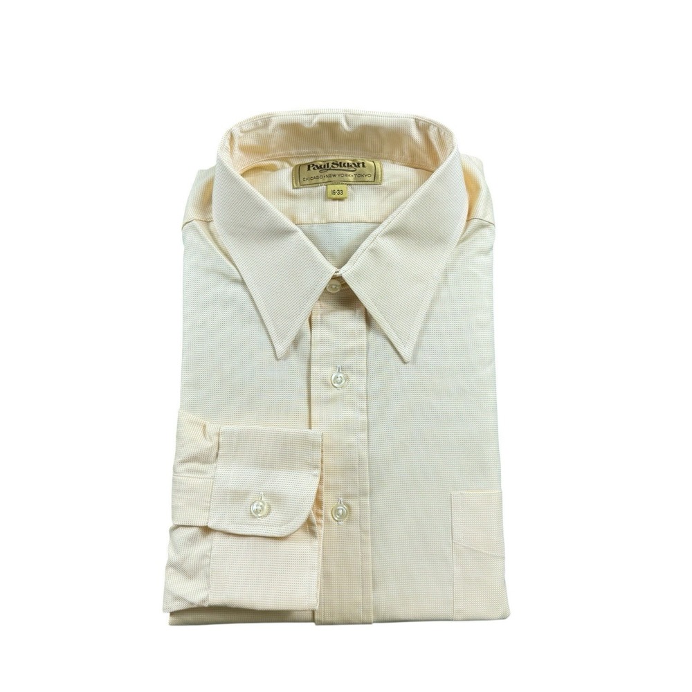 Paul‎ Stuart Yellow Geometric Cotton L/S Button Front Size 16/33 NWT